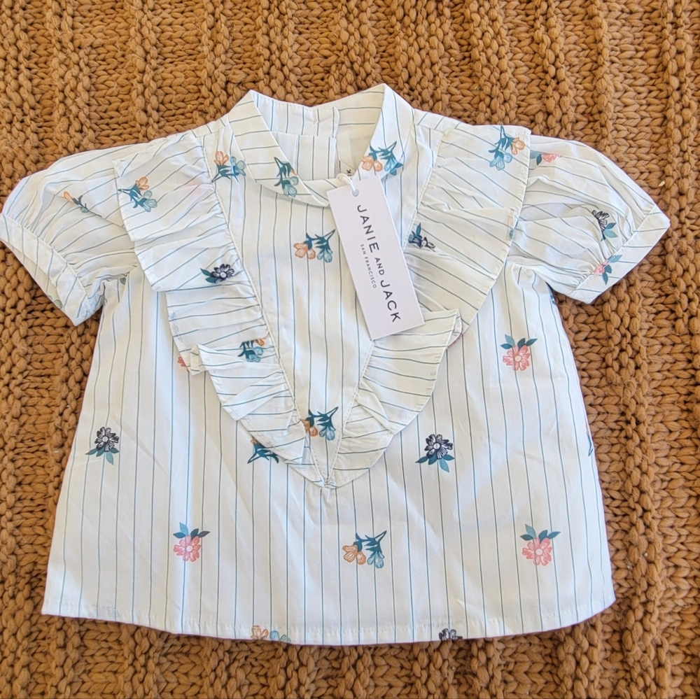 janie and jack girls Shirt Flowers NWT 6 to 12 months